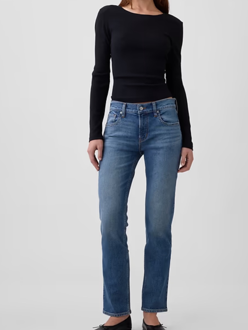 Good American Straight-Leg Mid Blue Jeans! New! 8